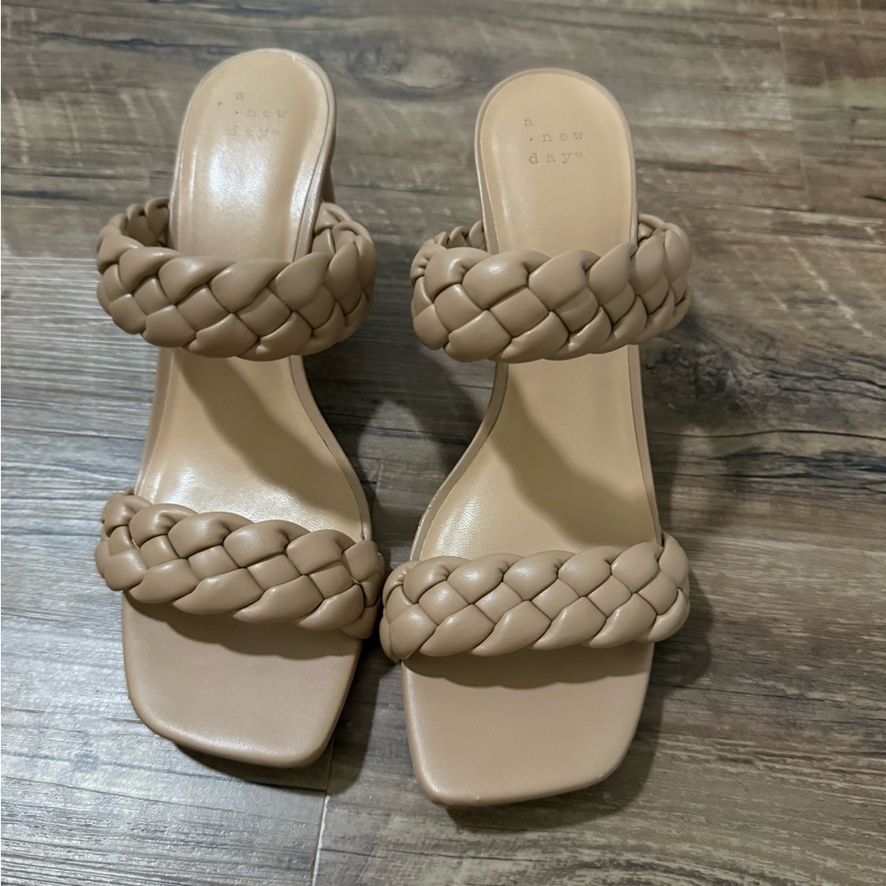 A New Day Women's Beige Braided Heels